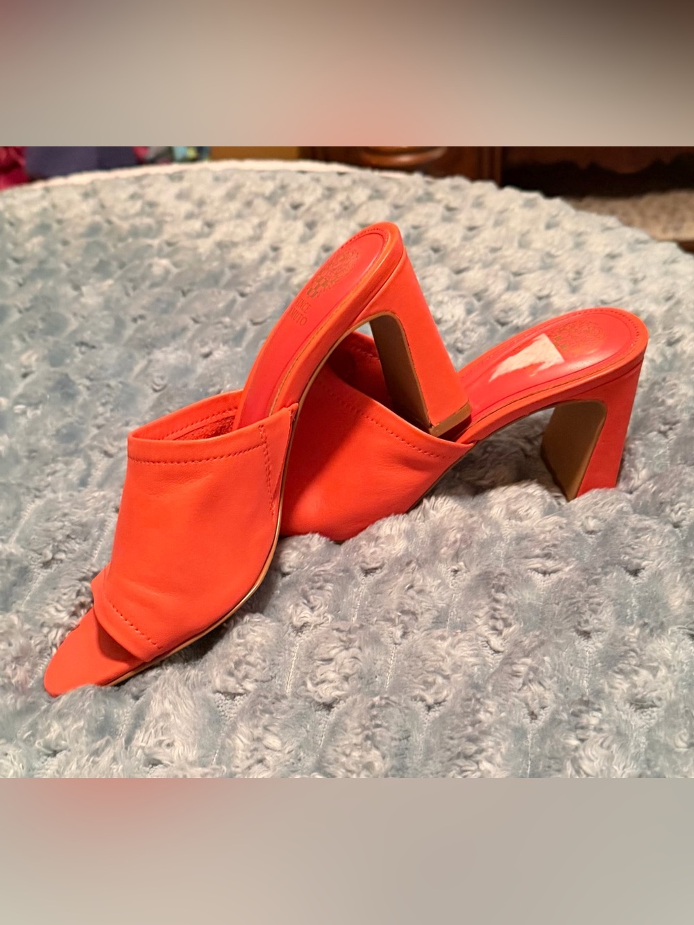 Vince Camuto Orange Open-Toe Slip-On Block Heel Mules